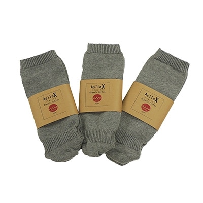 日本製 オーガニックコットン 不思議な 5本指靴下 同色3足セット グレー (4200-7158p3