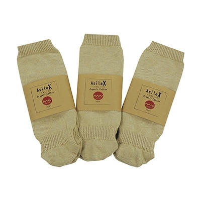 日本製 オーガニックコットン 不思議な 5本指靴下 3足セット ナチュラル (4200-7243p3
