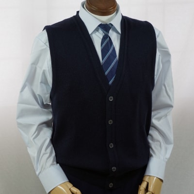 無地 メンズニット オープンベスト コン L寸 15220
