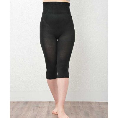 日本製 シルク 腹巻パンツ 5-7分丈 無縫製 天然繊維 タグフリー ブラック (633-7400)