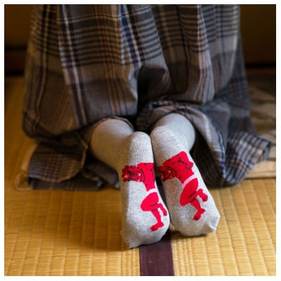 仏下-ぶつした-邪鬼ソックスMサイズ・グレー