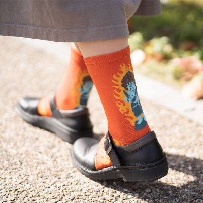 仏下-ぶつした-お不動ソックスMサイズ・オレンジ【配送不可地域：離島】