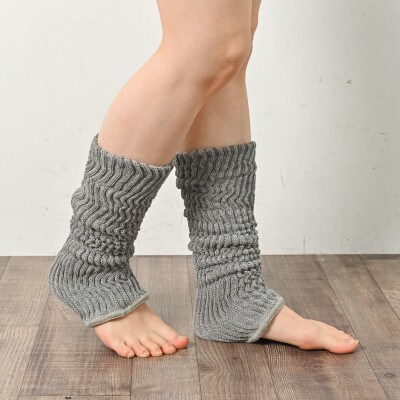 日本製 オーガニックコットン 内側シルク レッグウォーマー グレー (72005-7333)