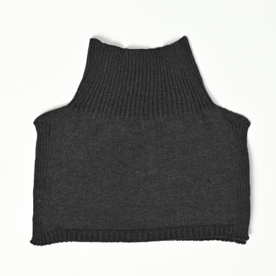 日本製 オーガニックコットン ネックウォーマー ( つけ襟 ) チャコール(6650-7372)