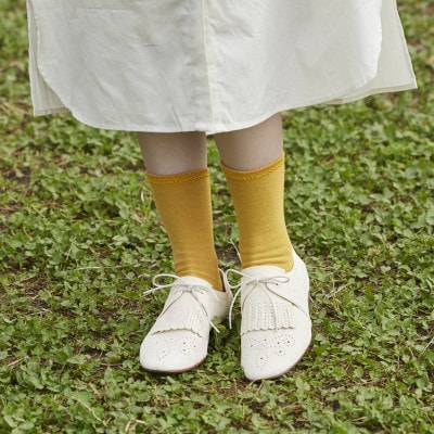 【With Knit】裏返しオーガニックコットンソックス(マスタード)1足/NSGK22-06