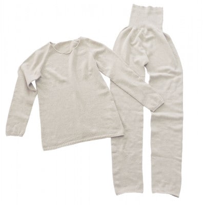 日本製 オーガニックコットン インナーウェア 腹巻パンツ 上下セット 生成 (883-615)