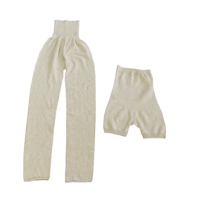日本製 オーガニックコットン ルームパンツ＆腹巻パンツ 1分丈 セット 生成 (615-610)