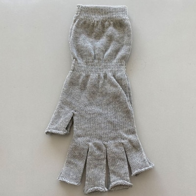 日本製 オーガニックコットン ハーフ手袋 【グレー】(971-7660)