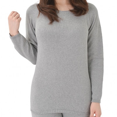 日本製 オーガニックコットン インナー 天然繊維 無縫製 8分袖 グレー (883-7220)