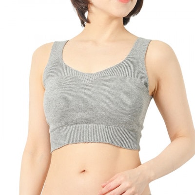 日本製 オーガニックコットン ゆったりブラ (パット付) 無縫製 グレー (6681-S7363)