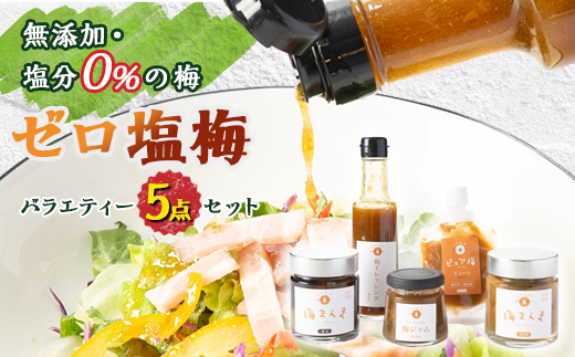 【特許製法!無添加・塩分0%の梅】ゼロ塩梅　バラエティー5点セット!