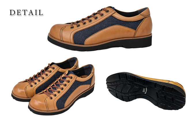 倭イズム デニム×牛革婦人靴 YAL2000　ライトブラウン　23.0cm