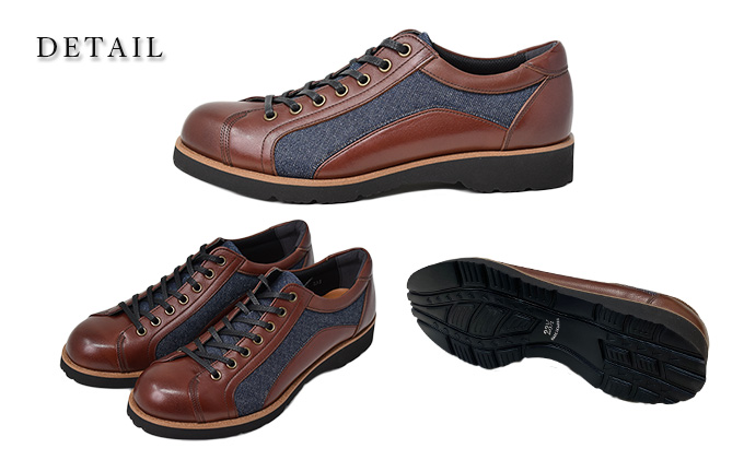 倭イズム デニム×牛革婦人靴 YAL2000　ワイン  24.0cm