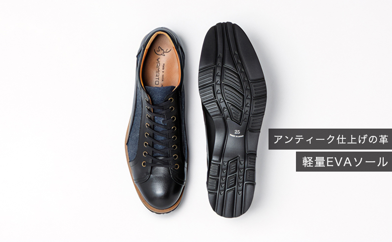 倭イズム ( ヤマトイズム ) 牛革 デニム シューズ 紳士靴 YA3310 （ ブラック ） 23.5cm