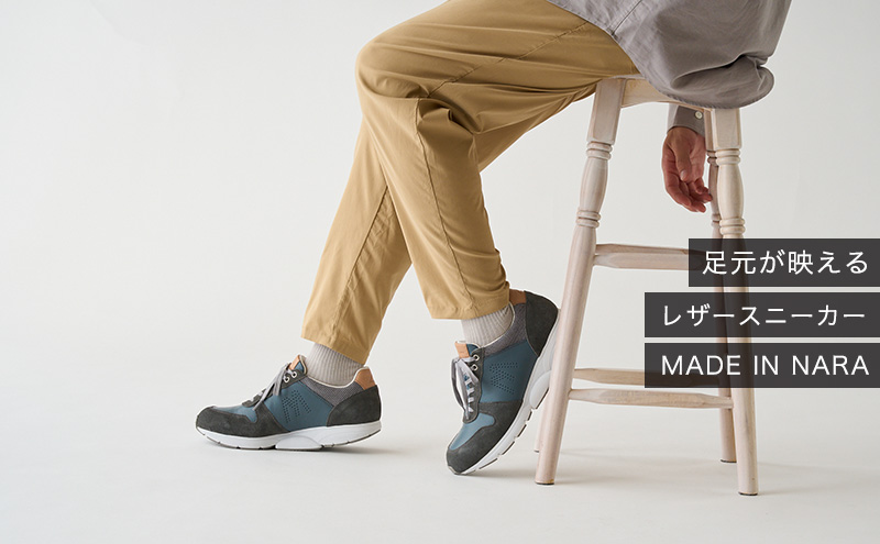 MIDFOOT ( ミッドフッド ) 紳士靴 レザースニーカー MF001JM ( グレー ) 4E 27.5cm