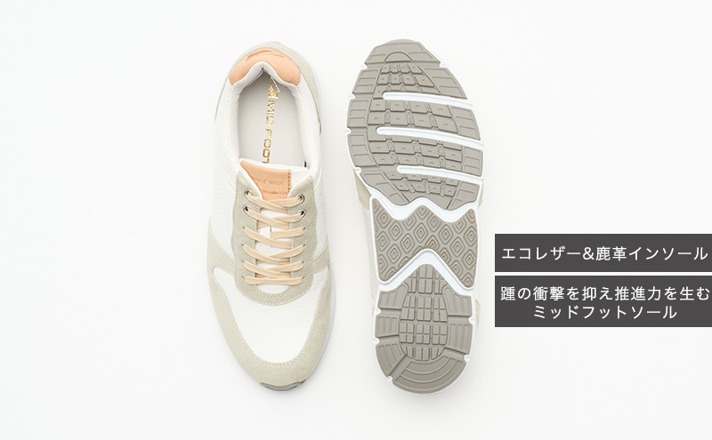 MIDFOOT ( ミッドフッド ) 紳士靴 レザースニーカー MF001JM ( ホワイト ) 4E 25.5cm
