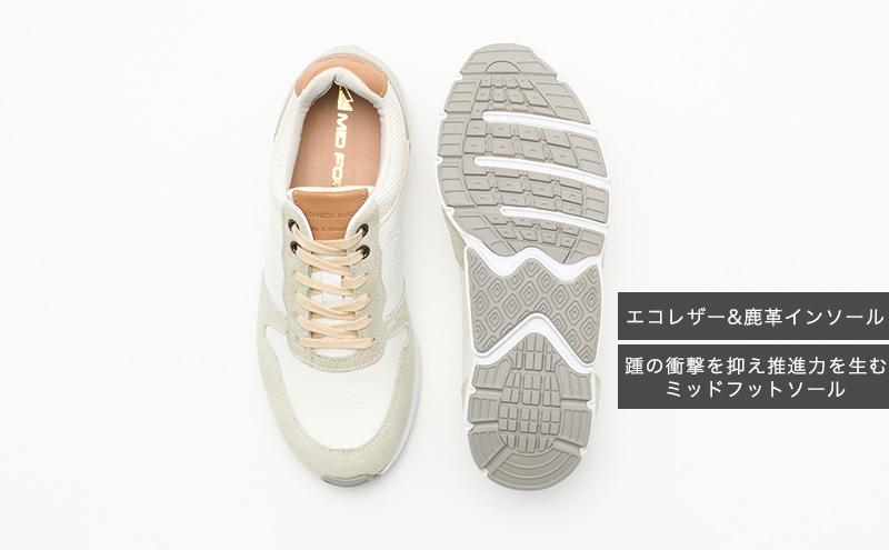 MIDFOOT ( ミッドフッド ) 婦人靴 レザースニーカー MF001JL ( ホワイト ) 4E 23.5cm