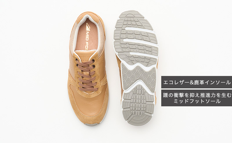 MIDFOOT ( ミッドフッド ) 婦人靴 レザースニーカー MF001JL 24.0cm( ベージュ ) 4E　【 ファッション 靴 シューズ スニーカー レディース 】 【 お洒落 レザーシューズ エコレザー 快適 履き心地 】