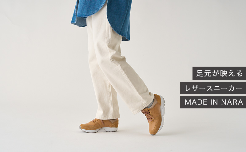 MIDFOOT ( ミッドフッド ) 婦人靴 レザースニーカー MF001JL 24.0cm( ベージュ ) 4E　【 ファッション 靴 シューズ スニーカー レディース 】 【 お洒落 レザーシューズ エコレザー 快適 履き心地 】