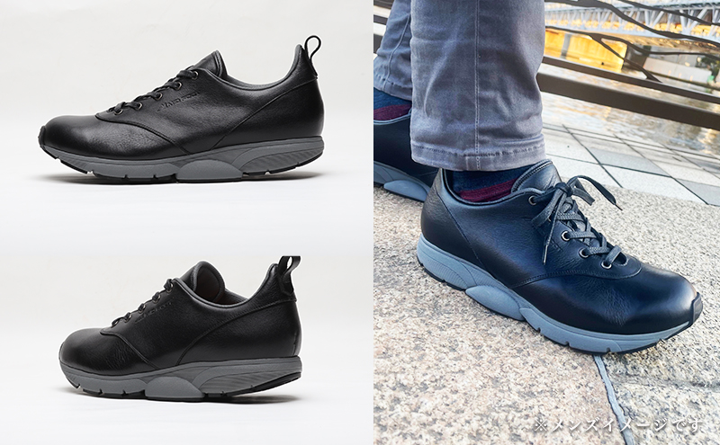 MIDFOOT ( ミッドフッド ) 婦人靴 レザースニーカー MF002JL 24.0cm( ブラック ) 4E　【 ファッション 靴 シューズ スニーカー レディース 】 【 お洒落 レザーシューズ オイルレザー 快適 履き心地 】