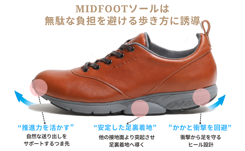 MIDFOOT ( ミッドフッド ) 婦人靴 レザースニーカー MF002JL 23.5cm( ブラウン ) 4E　【 ファッション 靴 シューズ スニーカー レディース 】 【 お洒落 レザーシューズ オイルレザー 快適 履き心地 】