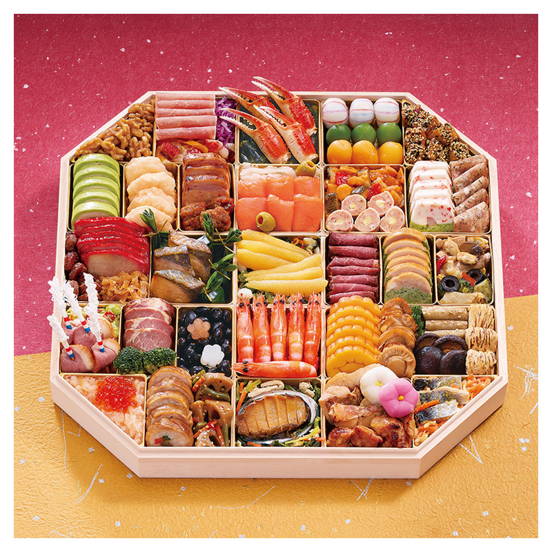 ふく吉　和洋中おせち「慶びの宴」　八角特大一段重(43.5cm大容量/6人前～7人前・54品目)【 おせち お正月 お祝い 】