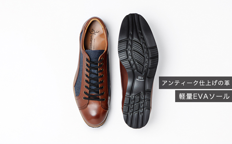 倭イズム ( ヤマトイズム ) 牛革 デニム シューズ 紳士靴 YA3310 （ ワイン ） 26.5cm