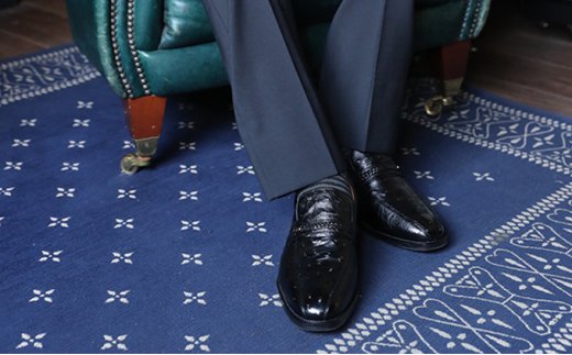 オーストリッチ革 ビジネスシューズ 紳士靴 スワローモカ 5cmアップ 4E ワイド No.67 ブラック 26.0cm