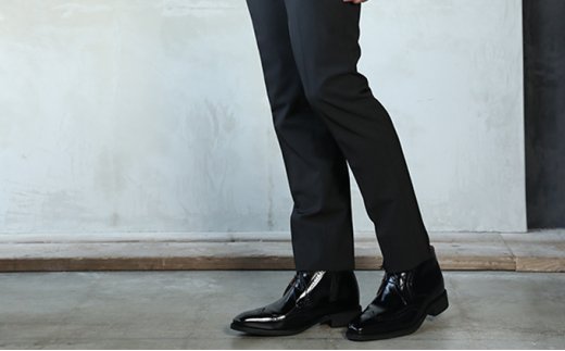 ビジネスブーツ 本革 革靴 紳士靴 ウイングチップ 6cmアップ シークレットブーツ No.1302 ブラック 24.5cm