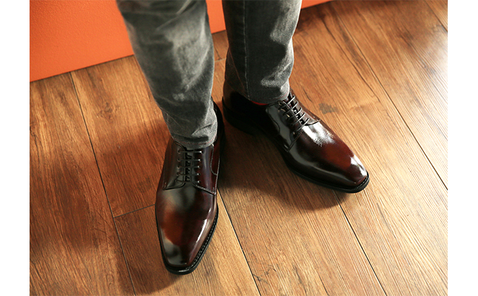 ビジネスシューズ 本革 革靴 紳士靴 外羽根プレーン 6cmアップ シークレットシューズ No.1931 ワイン 25.5cm