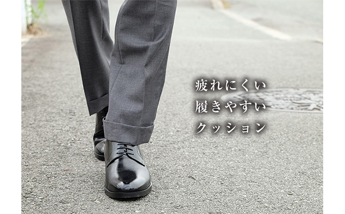 ビジネスシューズ 本革 革靴 紳士靴 外羽根プレーン 5cmアップ シークレットシューズ ワイド No.1693 ブラック 26.0cm