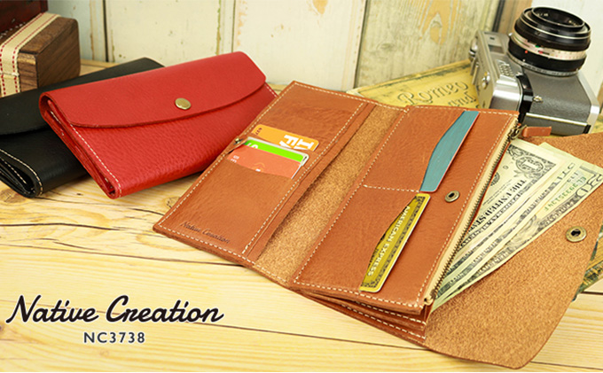 Native Creation 三つ折り長財布 NC3738 全8色 栃木レザー【BLACK】【納期1～2カ月】