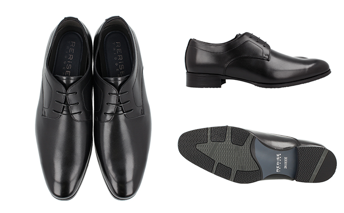 RERiSE TRIGGER RE-3000 本革ビジネスシューズ プレーントゥ BLACK 25.0cm