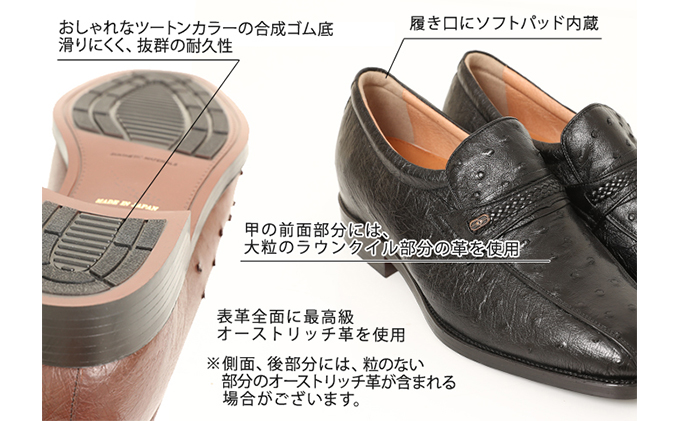 ビジネスシューズ オーストリッチ革 スワローモカ 4Eワイド