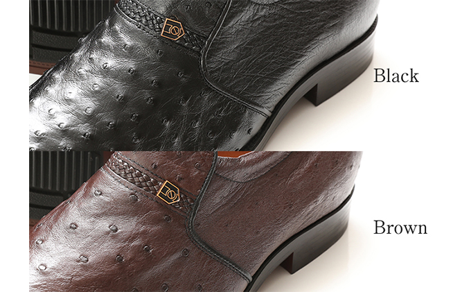 オーストリッチ革 ビジネスシューズ 革靴 本革 紳士靴 プレーン 4E ワイド No.1265 ブラック 25.5cm: 大和郡山市ANAのふるさと納税