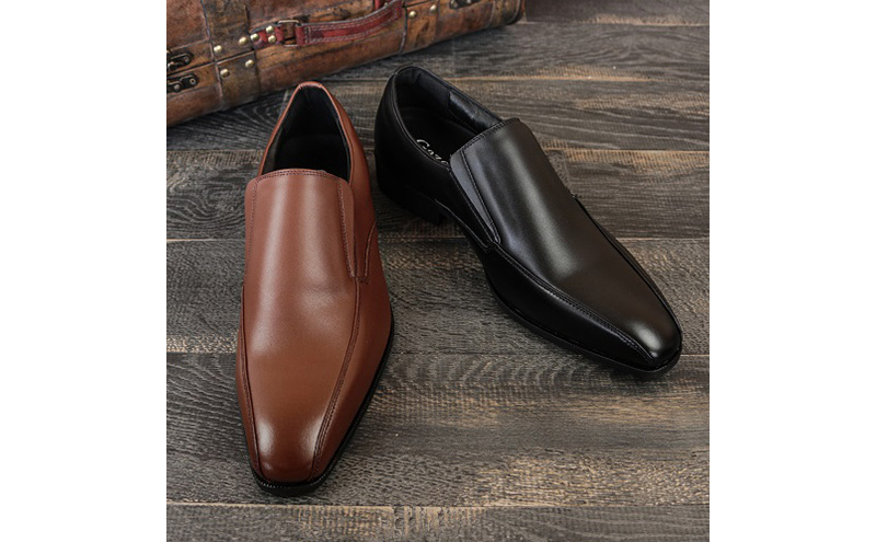 ガゼール 本革ラクチン軽量ビジネスシューズ紳士靴（ヴァンプ）ブラック CB25 24.5