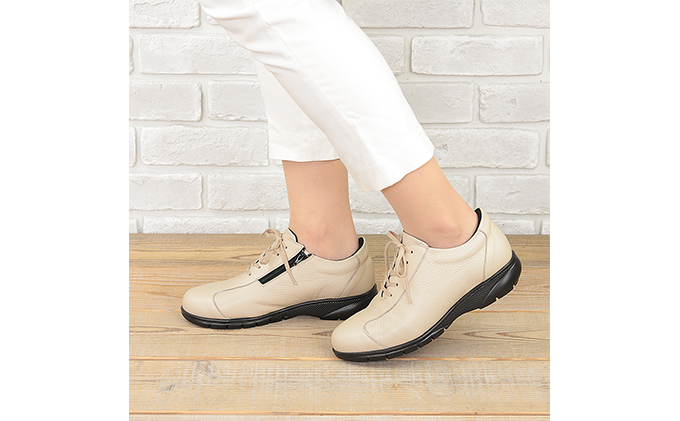 【FookaL】フッカル 3E ファスナー付きレディースカジュアルシューズ ブラック FK821(婦人靴) 23.5cm