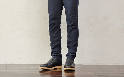 サイドゴア 本革 幅広 4E ワイド カジュアルシューズ スリッポン メンズ　No.523　ブラック 24.0cm