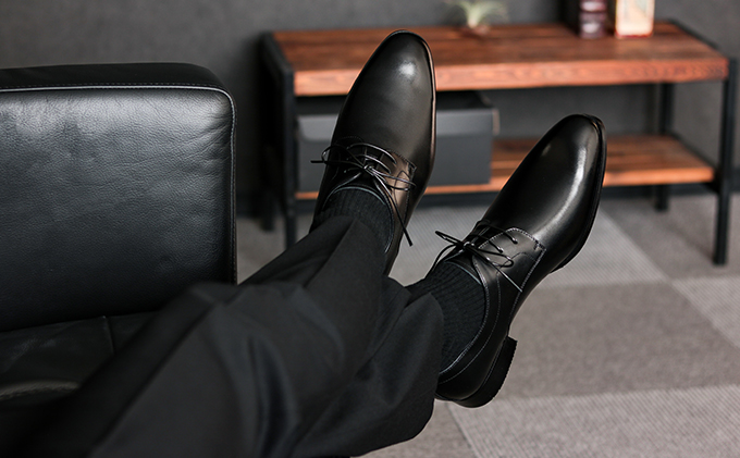 RERiSE TRIGGER RE-3000 本革ビジネスシューズ プレーントゥ BLACK 25.0cm