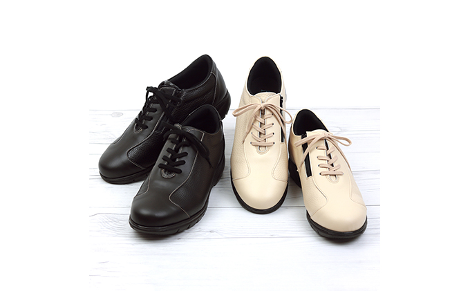 【FookaL】フッカル 3E ファスナー付きレディースカジュアルシューズ クリーム FK821(婦人靴) 23.0cm