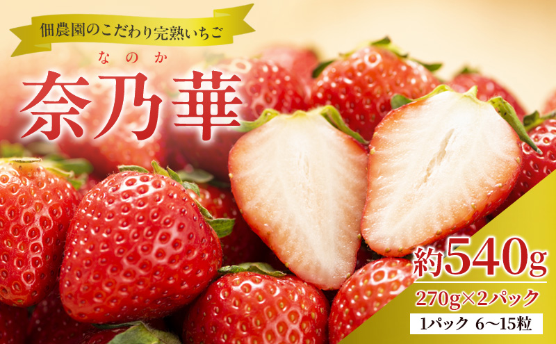 【先行予約】いちご 完熟 奈乃華 約540g(270g× 2パック ) 佃農園のこだわり フルーツ 果物 旬 産地直送 旬のフルーツ 旬の果物 お取り寄せ おやつ デザート イチゴ 苺 なのか 冷蔵 冷蔵配送 奈良 奈良県 大和郡山市