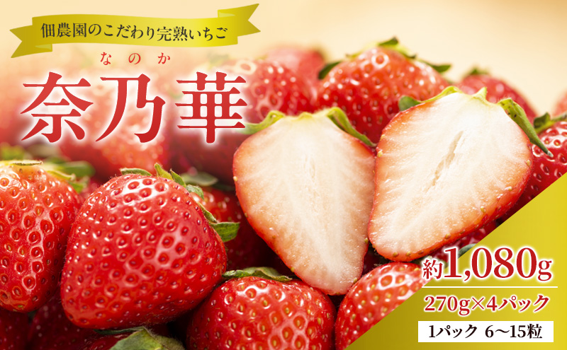 【先行予約】いちご 完熟 奈乃華 約1,080g(270g× 4パック ) 佃農園のこだわり フルーツ 果物 旬 産地直送 旬のフルーツ 旬の果物 お取り寄せ おやつ デザート イチゴ 苺 なのか 冷蔵 冷蔵配送 奈良 奈良県 大和郡山市