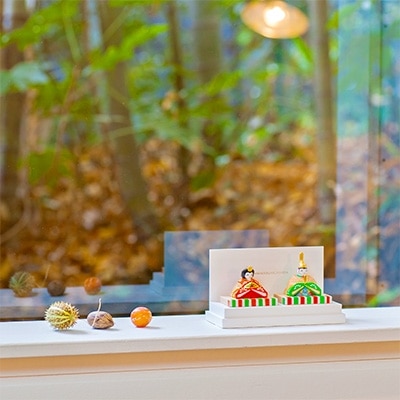 奈良一刀彫 ひいな 赤橙色