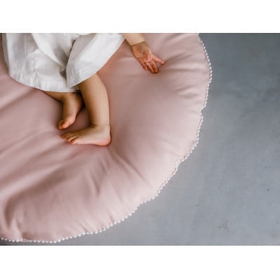 【直径83cm　ふかふか丸お座布団】オーガニック無添加ピンクWガーゼプチカバー付 ピンク