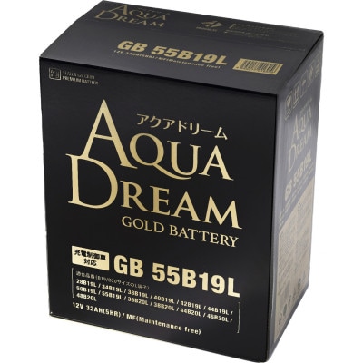 AQUADREAM GOLD 自動車始動用バッテリー 充電制御車対応  55B19L 1個【配送不可地域：沖縄県】