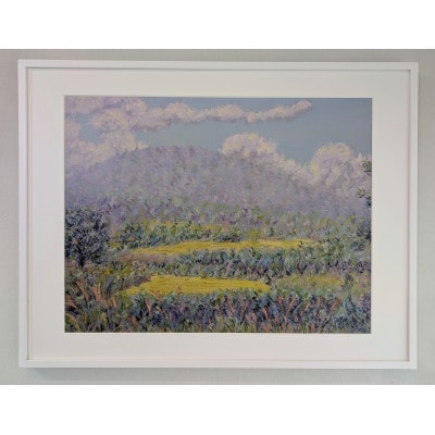 風景画・景行天皇陵～三輪山【山辺の道】(A3サイズ複製画・額装込)