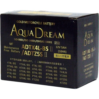 AQUADREAM GOLD バイク用バッテリー 液入充電済 ADTX4L-BSII/5SII 1個【配送不可地域：沖縄県】