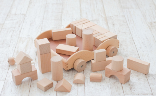 木製おもちゃのだいわの積木車(積木4cm基尺 32pcs)