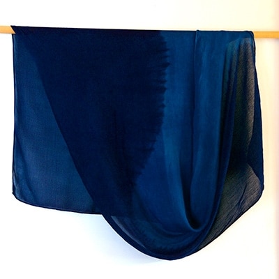 藍染めストール　yamanobe  フリンジなし　