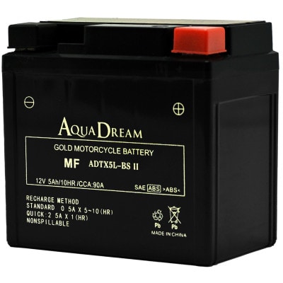 AQUADREAM GOLD バイク用バッテリー 液入充電済 ADTX5L-BS II 1個【配送不可地域：沖縄県】
